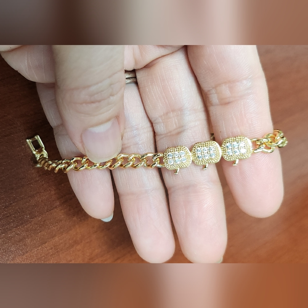 Gold-Tone Cubic Zirconia Accent Link Bracelet - Women